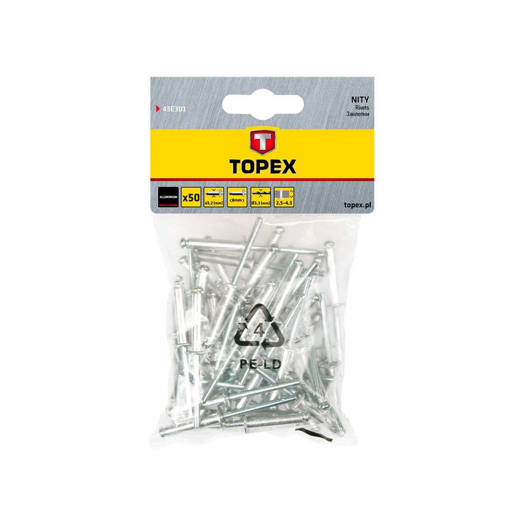 Kniedės aliumininės, 3,2 x 8mm , 50 vienetų Kniedės aliumininės, 3,2 x 8mm , 50 vienetų