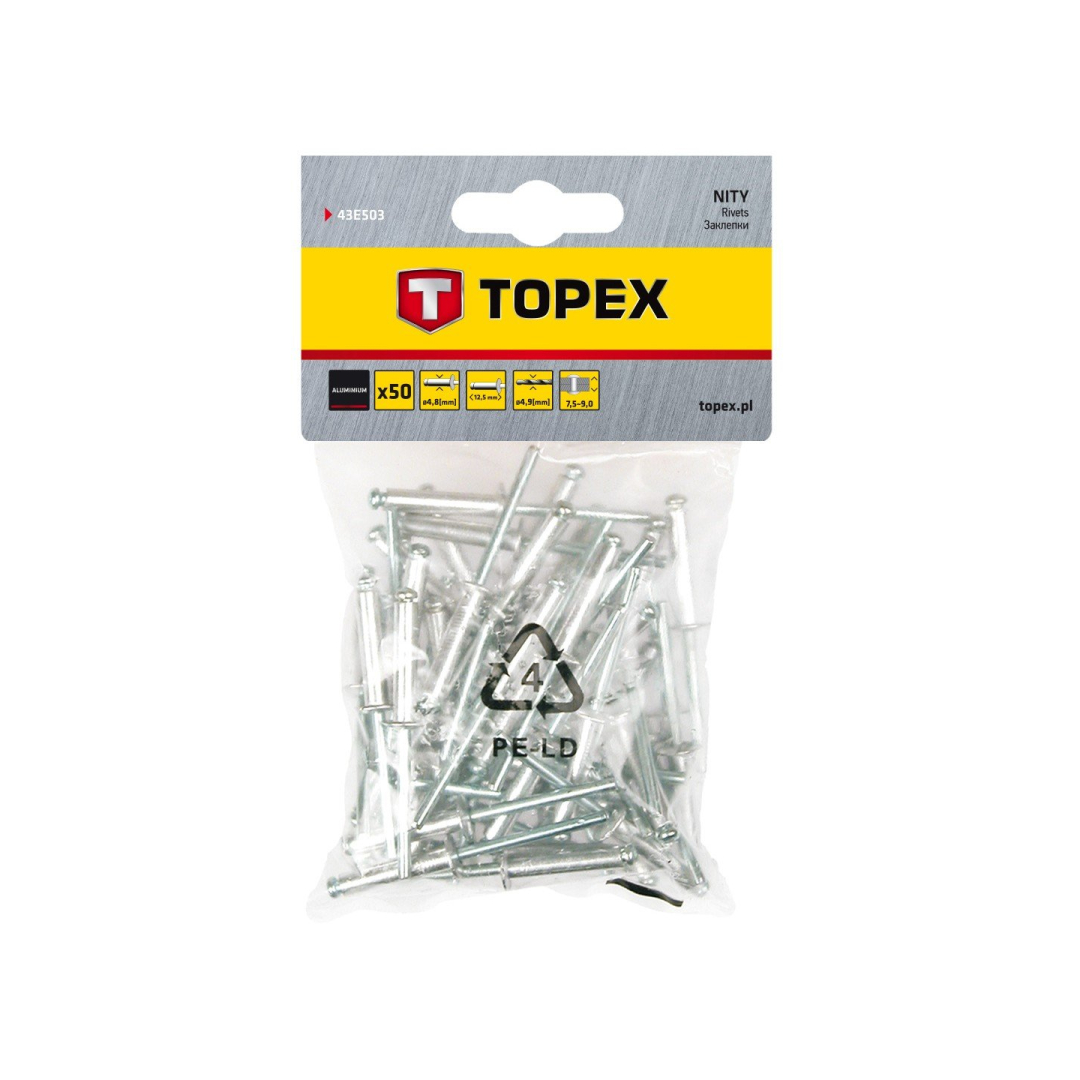 Kniedės aliumininės, 4.8x 12.5 mm, 50 vienetų