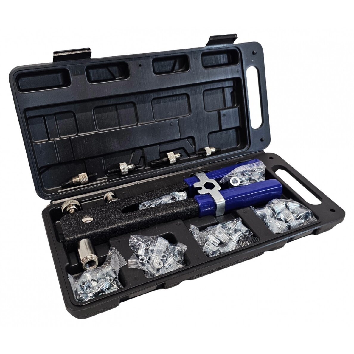 Kniediklis srieginėms kniedėms | su rinkiniu | M4-M8 | 85 vnt (BNR85S) Kniediklis srieginėms kniedėms | su rinkiniu | M4-M8 | 85 vnt (BNR85S)