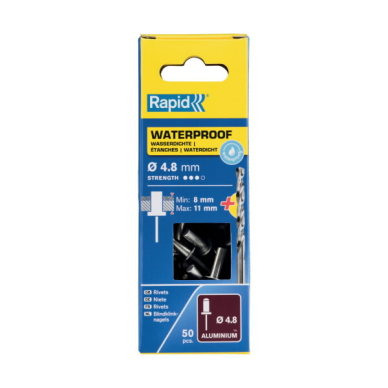Kniedės atsparios vandeniui 4,8x14mm 50vnt + Drill C, Rapid 2