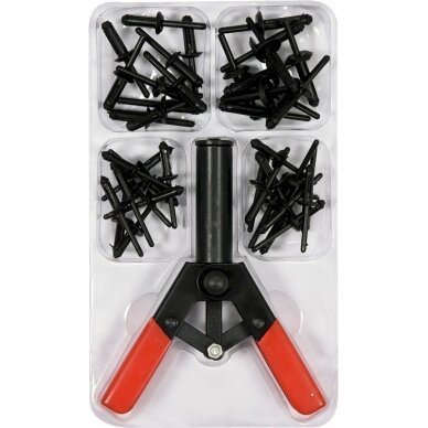 Kniediklis plastikinėms kniedėms su rinkiniu | 41 vnt. (YT-35970) Kniediklis plastikinėms kniedėms su rinkiniu | 41 vnt. (YT-35970)