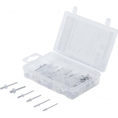 Kniedžių asortimentas | Ø 2.4-4.8 mm | 70 vnt. (88142) Kniedžių asortimentas | Ø 2.4-4.8 mm | 70 vnt. (88142)