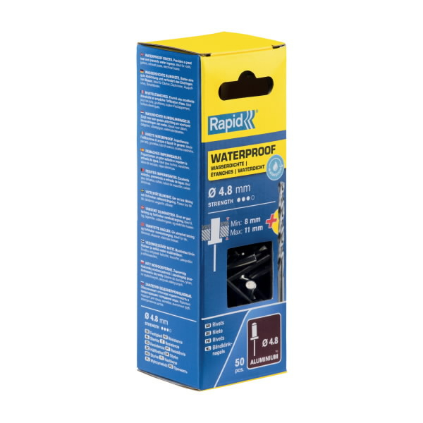 Kniedės atsparios vandeniui 4,8x14mm 50vnt + Drill C, Rapid