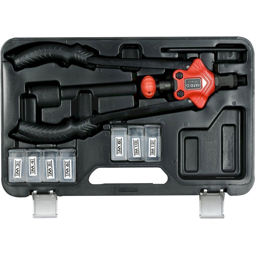 Kniediklis srieginėms kniedėms | M3, M4, M5, M6, M8, M10, M12 (YT-36128) 1 Kniediklis srieginėms kniedėms | M3, M4, M5, M6, M8, M10, M12 (YT-36128) 1