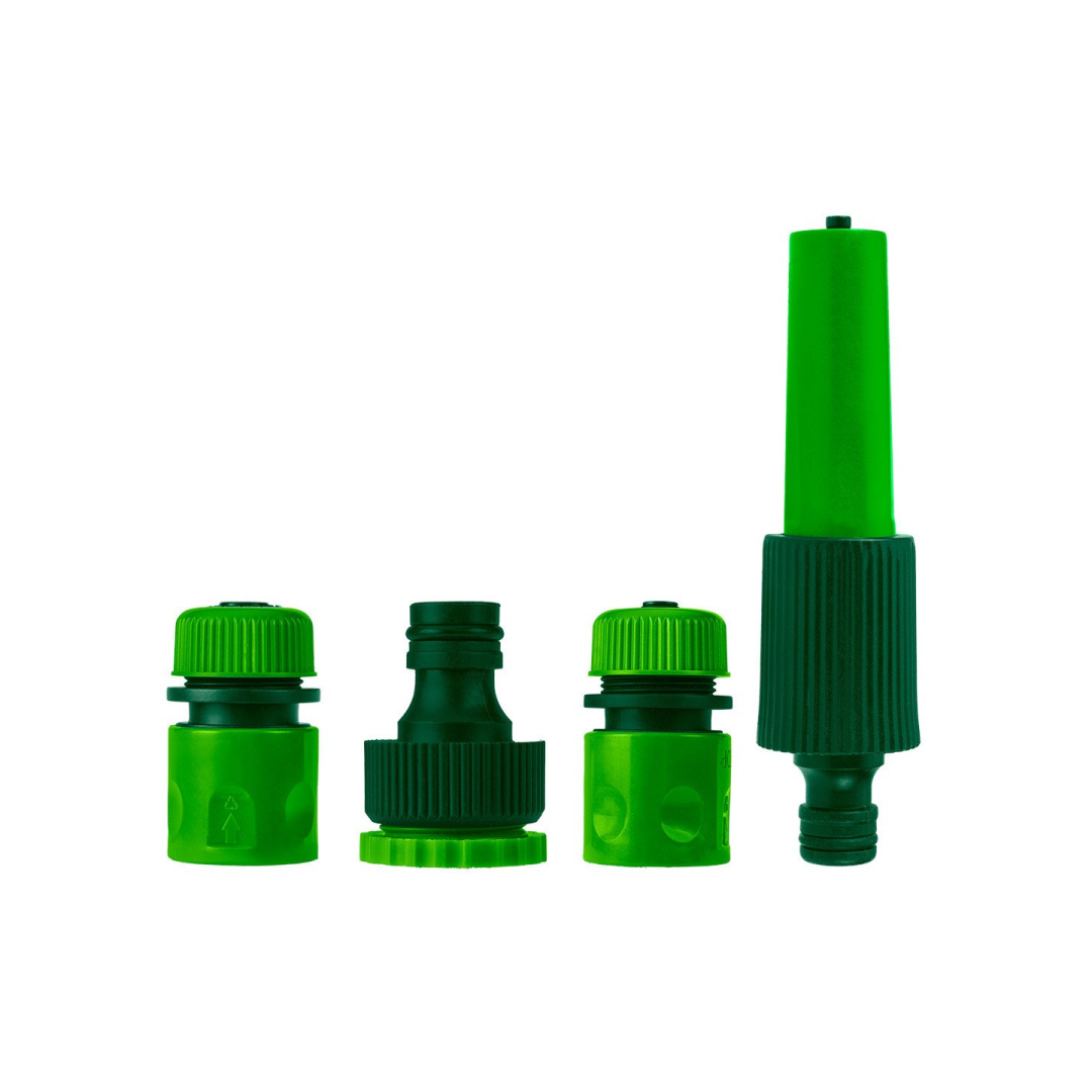 Komplektas su tiesiu purkštuvu, jungtimis, 1/2colio-3/4colio čiaupo jungtimi