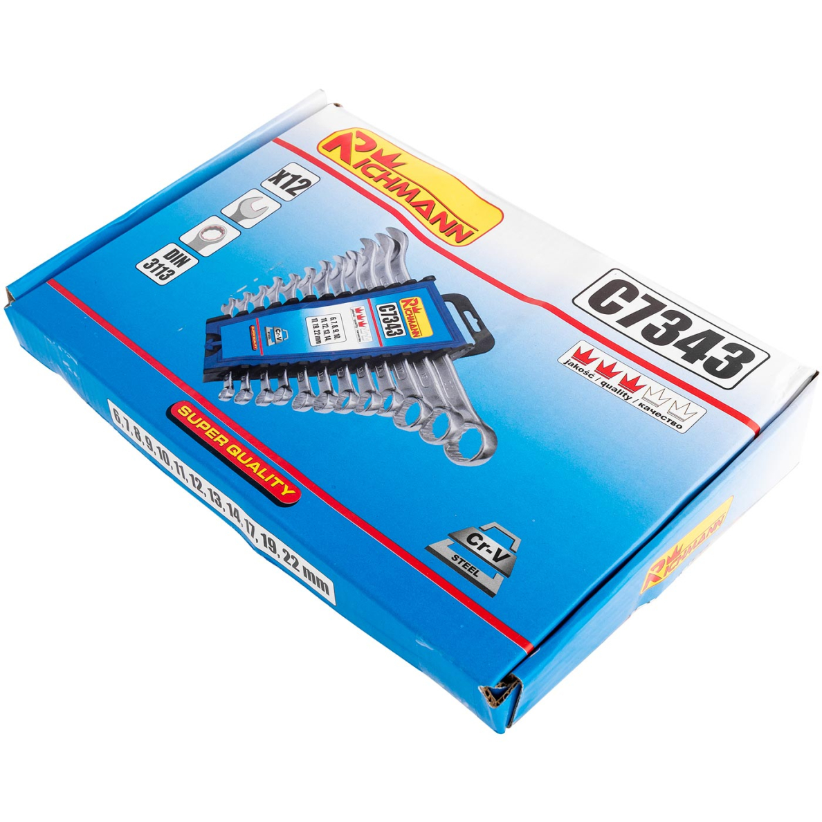 Kombinuotų raktų kompl. 6-22 mm, 12 vnt. 4 Kombinuotų raktų kompl. 6-22 mm, 12 vnt. 4