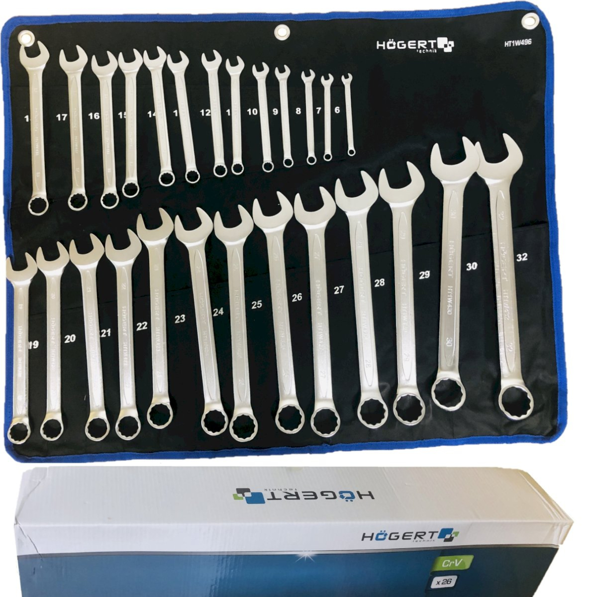 Kombinuotų raktų komplektas 6-32mm / 26dalių 1 Kombinuotų raktų komplektas 6-32mm / 26dalių 1