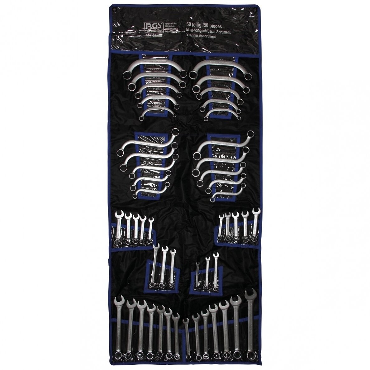Kombinuotų raktų komplektas BGS-technic coliniai - metriniai dydžiai, 50 vnt. 1 Kombinuotų raktų komplektas BGS-technic coliniai - metriniai dydžiai, 50 vnt. 1