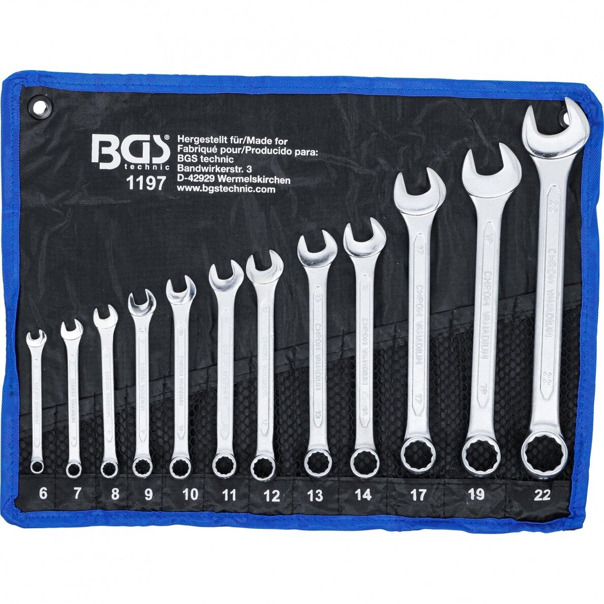 Kombinuotų raktų rinkinys BGS-technic 6 - 22 mm, 12 vnt. Kombinuotų raktų rinkinys BGS-technic 6 - 22 mm, 12 vnt.