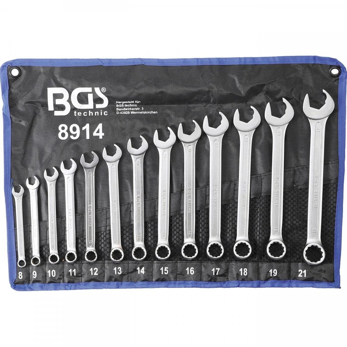 Kombinuotų raktų rinkinys BGS-technic, atviras galas su terkšlės funkcija 8 - 21 mm, 13 vnt. Kombinuotų raktų rinkinys BGS-technic, atviras galas su terkšlės funkcija 8 - 21 mm, 13 vnt.