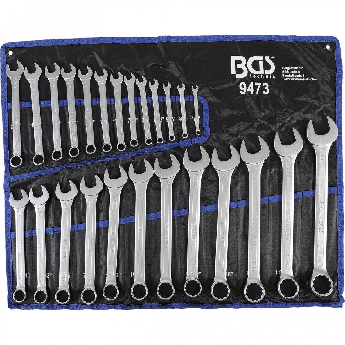 Kombinuotų raktų rinkinys BGS-technic, coliniai dydžiai 1/4"- 1.1 / 4", 25 vnt. Kombinuotų raktų rinkinys BGS-technic, coliniai dydžiai 1/4"- 1.1 / 4", 25 vnt.