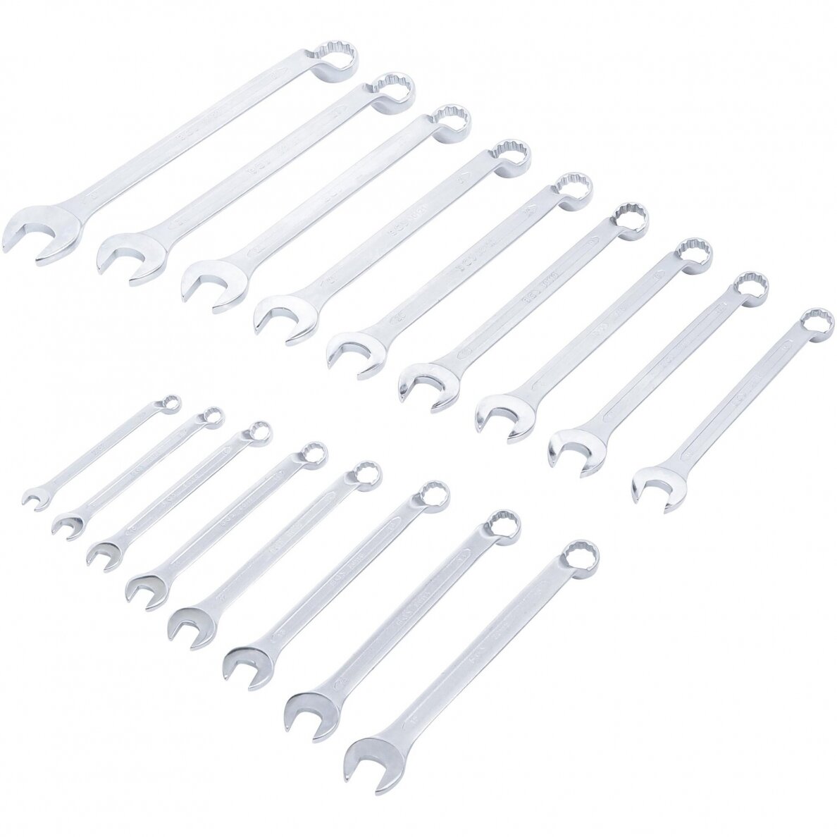 Kombinuotų raktų rinkinys | lenkti galai | 8 - 27 mm | 17 vnt. (30302) 1