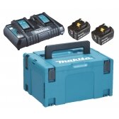 Komplektas 18V Makita 197629-2, 2XBL1850B, DC18RD, MAKPAC