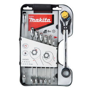 Kombinuotų, terkšlinių veržliarakčių komplektas  8vnt  Makita B-65523