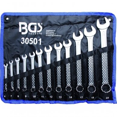 Kombinuotas raktų rinkinys BGS-technic 6 - 22 mm, 12 vnt. Kombinuotas raktų rinkinys BGS-technic 6 - 22 mm, 12 vnt.