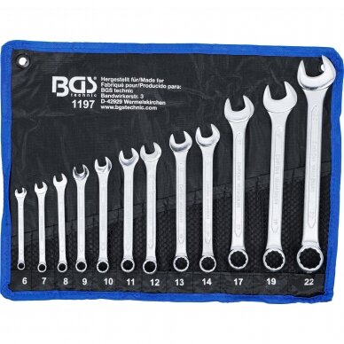 Kombinuotų raktų rinkinys BGS-technic 6 - 22 mm, 12 vnt. Kombinuotų raktų rinkinys BGS-technic 6 - 22 mm, 12 vnt.