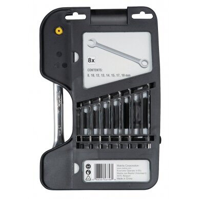Kombinuotų, terkšlinių veržliarakčių komplektas 8vnt Makita B-65523 2 Kombinuotų, terkšlinių veržliarakčių komplektas 8vnt Makita B-65523 2