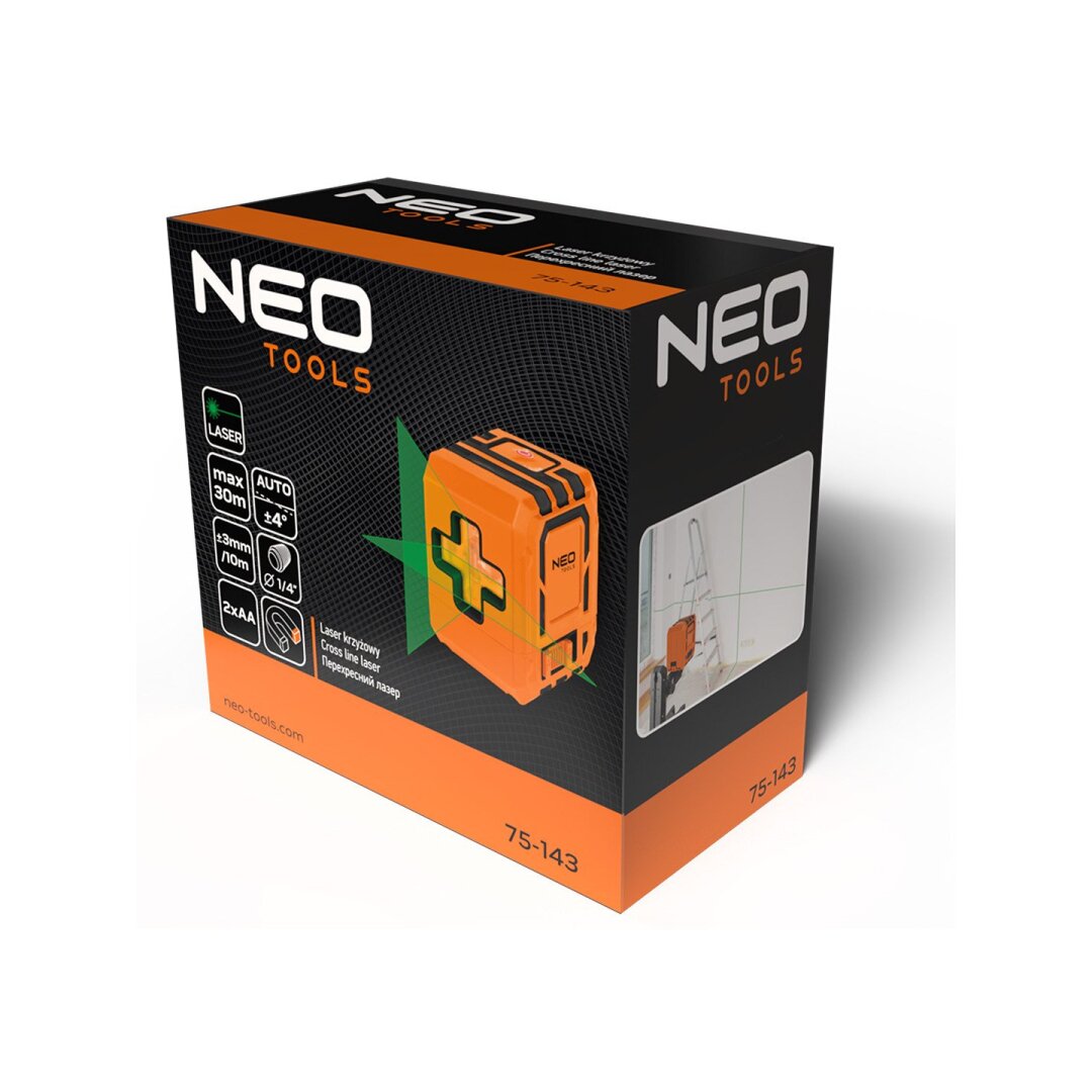 Kryžminės linijos lazeris 30 m, su dėklu ir magnetiniu laikikliu, žalia 1
