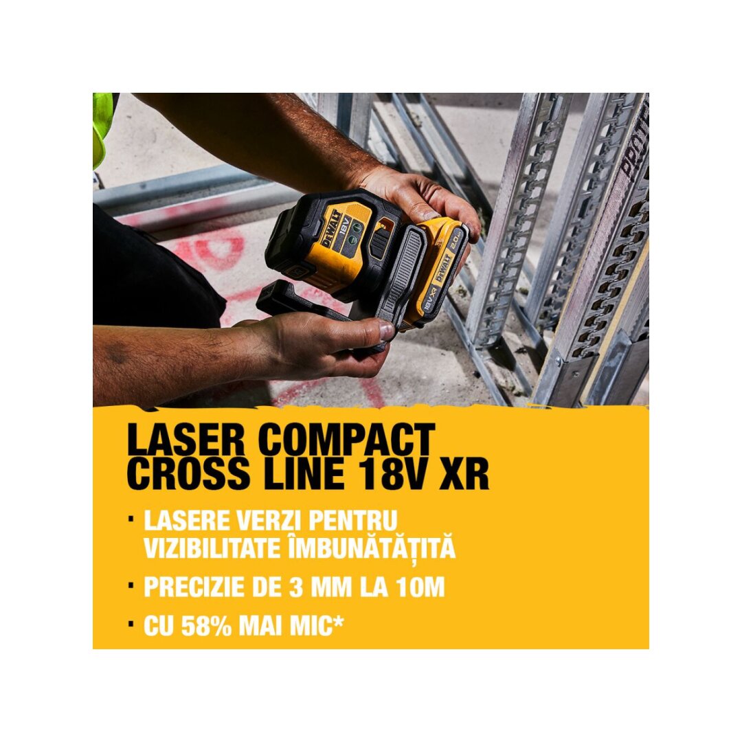 Kryžminis lazerinis nivelyras 18 V (su akumuliatorium 2AH ir pakrovėju) DCLE34021D1-QW DeWALT 1