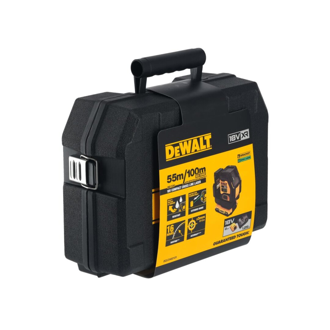 Kryžminis lazerinis nivelyras 18 V (su akumuliatorium 2AH ir pakrovėju) DCLE34021D1-QW DeWALT 3
