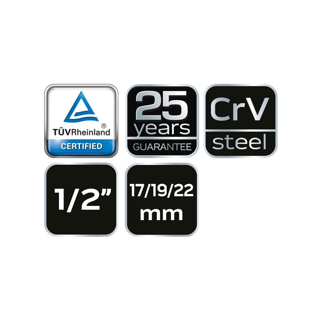 Kryžminis raktas, ratams 17/19/22mm 1/2" 8 Kryžminis raktas, ratams 17/19/22mm 1/2" 8