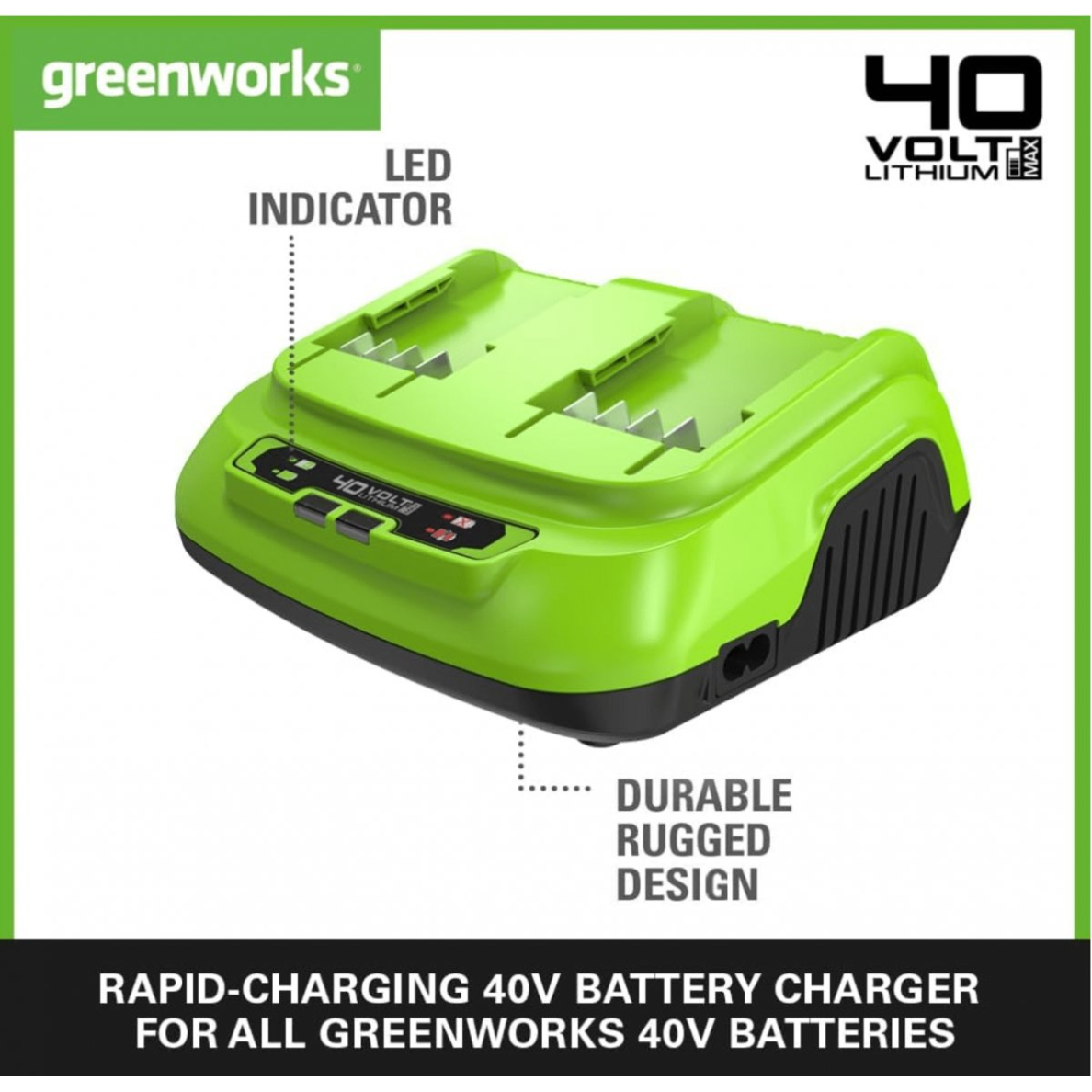 KROVIKLIS 40V 8A 2 VIETŲ Greenworks G40X2UC8 1 KROVIKLIS 40V 8A 2 VIETŲ Greenworks G40X2UC8 1