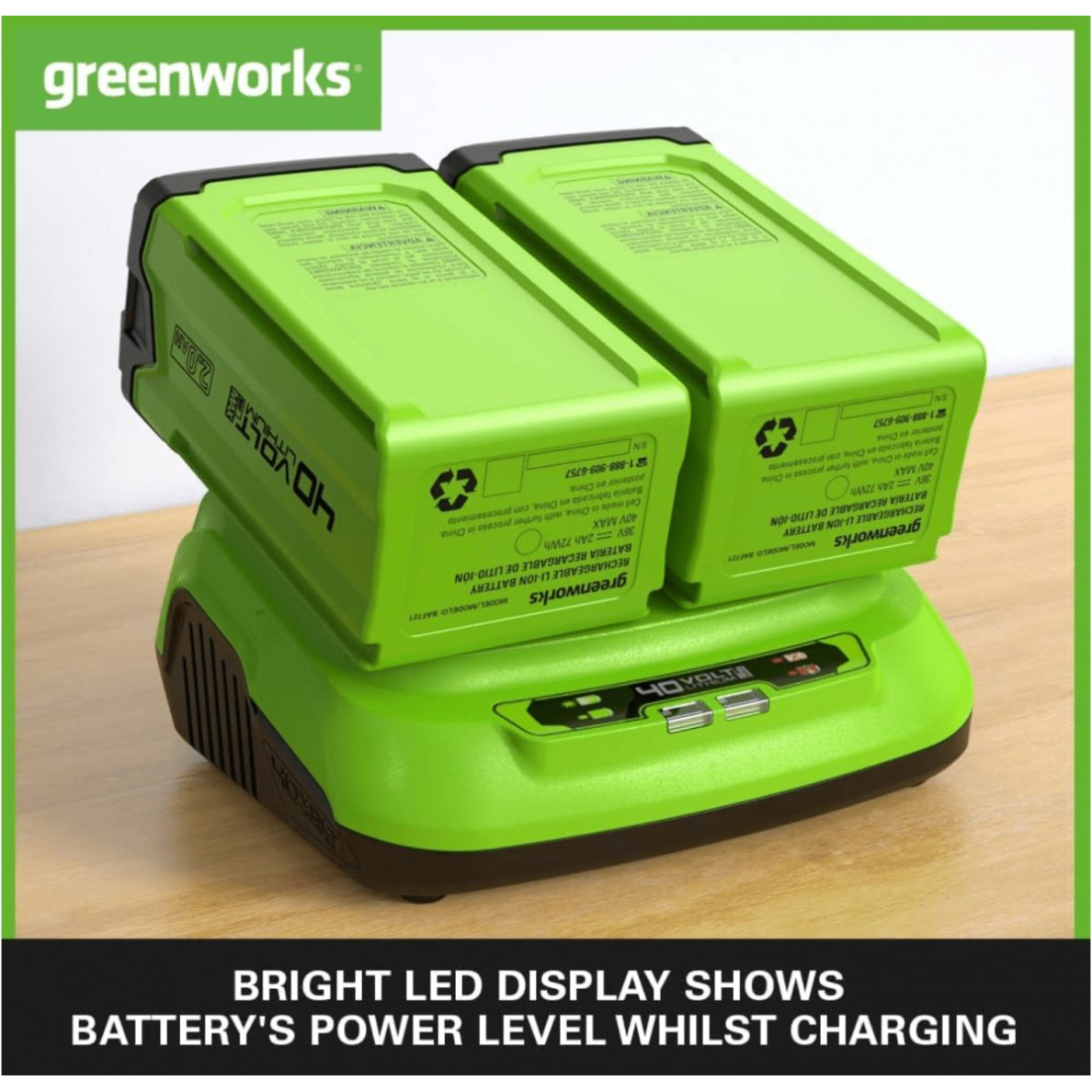 KROVIKLIS 40V 8A 2 VIETŲ Greenworks G40X2UC8 4 KROVIKLIS 40V 8A 2 VIETŲ Greenworks G40X2UC8 4