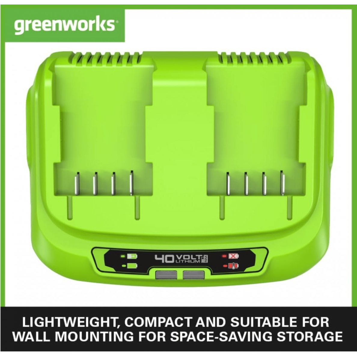 KROVIKLIS 40V 8A 2 VIETŲ Greenworks G40X2UC8 5 KROVIKLIS 40V 8A 2 VIETŲ Greenworks G40X2UC8 5