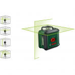 Kryžminių linijų lazeris su priedais BOSCH UniversalLevel 360set+MM3