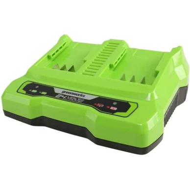 Dvigubas kroviklis Greenworks G24X2UC4, 24 V, 4 A Dvigubas kroviklis Greenworks G24X2UC4, 24 V, 4 A