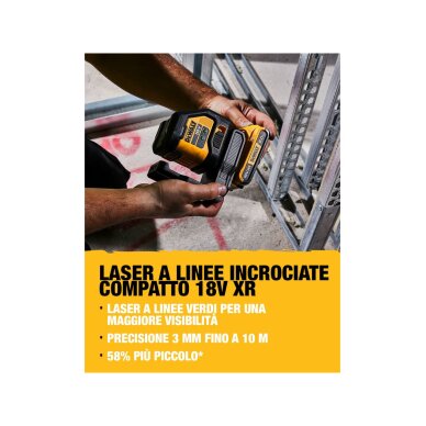 Kryžminis lazerinis nivelyras 18 V (su akumuliatorium 2AH ir pakrovėju) DCLE34021D1-QW DeWALT 5 Kryžminis lazerinis nivelyras 18 V (su akumuliatorium 2AH ir pakrovėju) DCLE34021D1-QW DeWALT 5