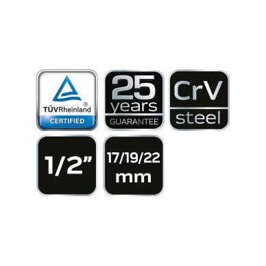 Kryžminis raktas, ratams 17/19/22mm 1/2" 8 Kryžminis raktas, ratams 17/19/22mm 1/2" 8