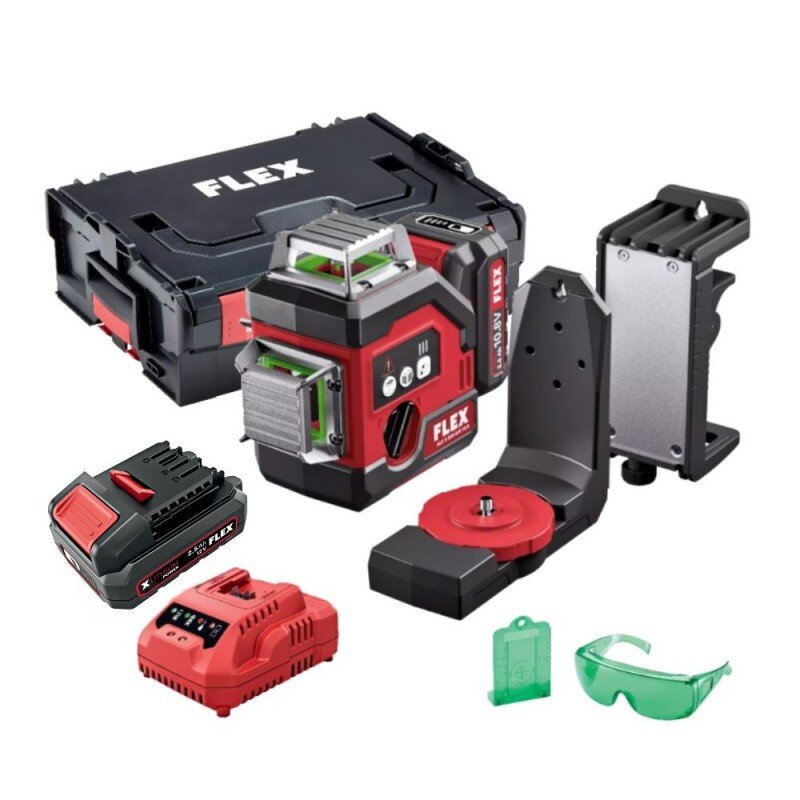 Kryžminis lazerinis nivelyras FLEX ALC 3/360-G/R 12V Kryžminis lazerinis nivelyras FLEX ALC 3/360-G/R 12V