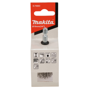 Kūgio formos šveitimo šepetys Makita D-76663, 19mm, su 1/4'' šešiakampiu antgaliu 3 Kūgio formos šveitimo šepetys Makita D-76663, 19mm, su 1/4'' šešiakampiu antgaliu 3