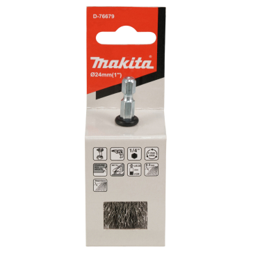 Kūgio formos šveitimo šepetys Makita D-76679, 24mm, su 1/4'' šešiakampiu antgaliu 3 Kūgio formos šveitimo šepetys Makita D-76679, 24mm, su 1/4'' šešiakampiu antgaliu 3