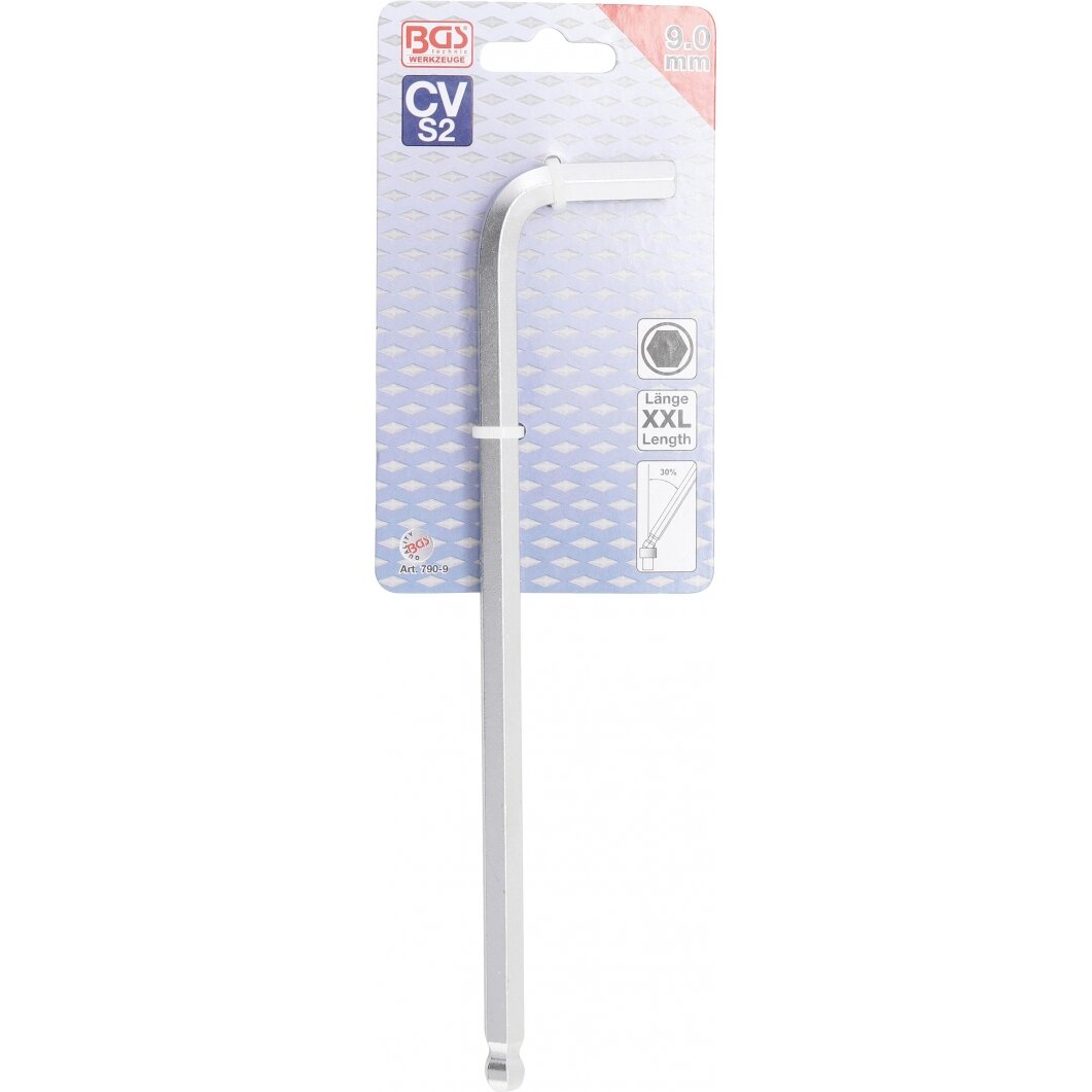 L tipo raktas | ilgiausias tipas | hex šešiakampis / hex šešiakampis su šarnyru | 9 mm (790-9) L tipo raktas | ilgiausias tipas | hex šešiakampis / hex šešiakampis su šarnyru | 9 mm (790-9)