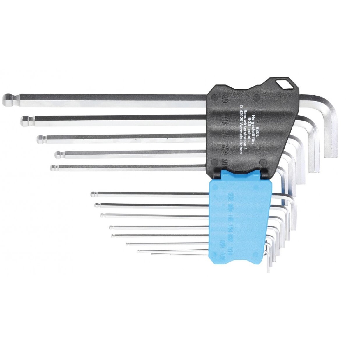 L tipo raktų rinkinys | coliniai dydžiai | hex šešiakampis / hex šešiakampis su šarnyru | 0.05" - 3/8" | 13 vnt. (9801) L tipo raktų rinkinys | coliniai dydžiai | hex šešiakampis / hex šešiakampis su šarnyru | 0.05" - 3/8" | 13 vnt. (9801)