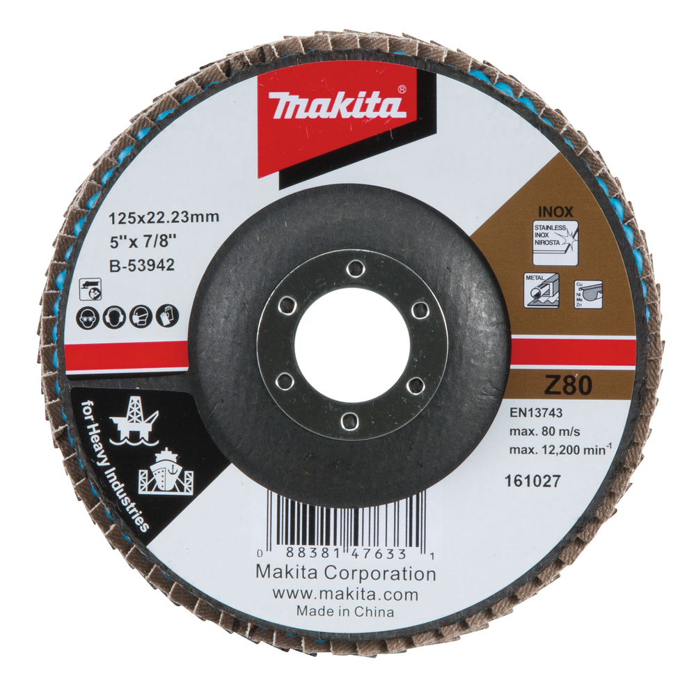 Lapeliniai diskai Makita B-53942, 125MM, K80, metalui, RST HEAVY DUTY Lapeliniai diskai Makita B-53942, 125MM, K80, metalui, RST HEAVY DUTY