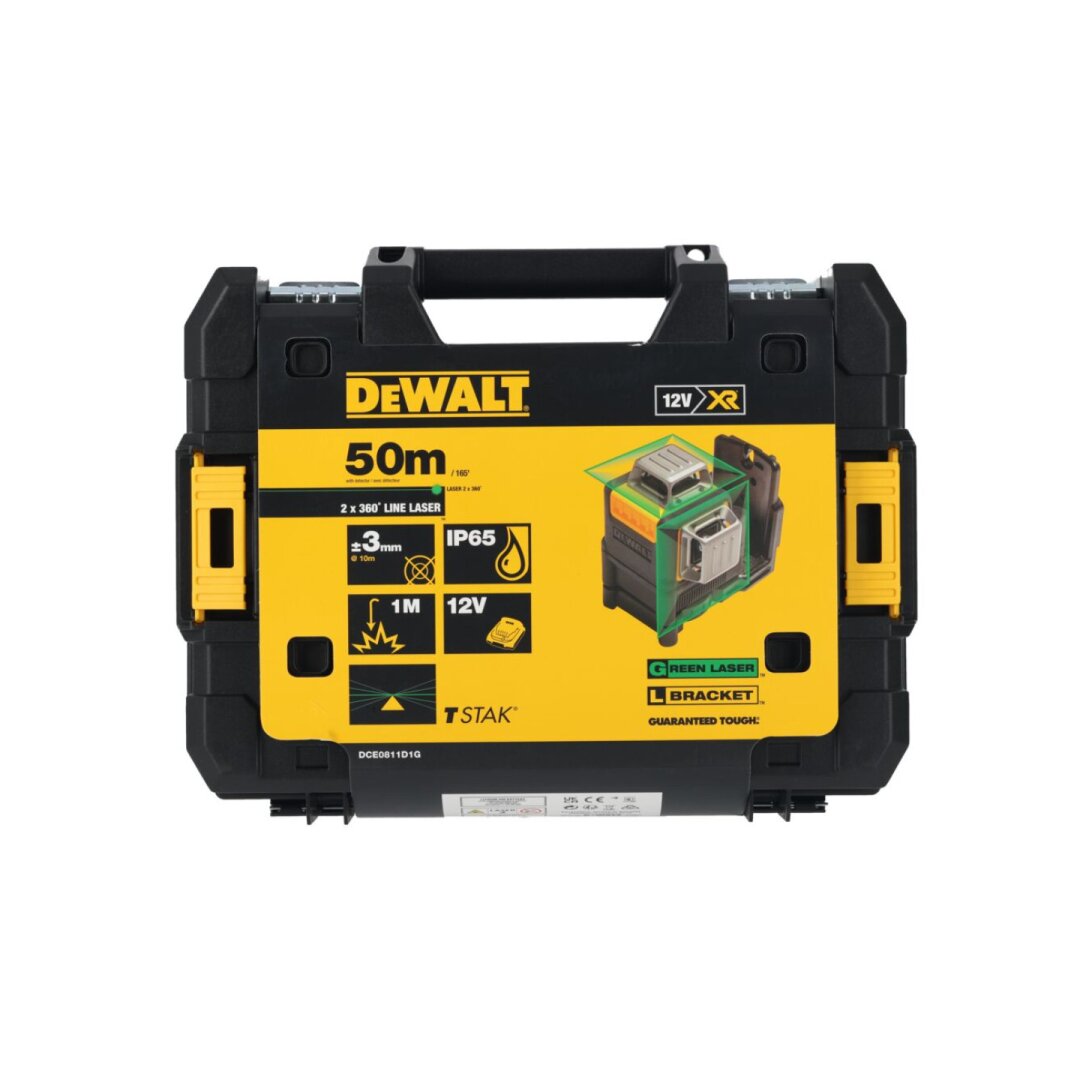 Lazerinis nivelyras (žalias) 12V 2x360 spinduliai (komplekte 2AH baterija) DCE0811D1G-QW DeWALT 4 Lazerinis nivelyras (žalias) 12V 2x360 spinduliai (komplekte 2AH baterija) DCE0811D1G-QW DeWALT 4