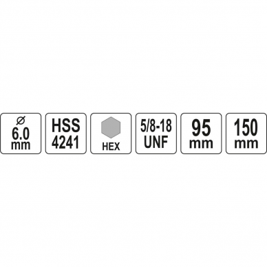 Laikiklis gręžimo karūnai Yato, Hex, 5/8"-18UNF 3