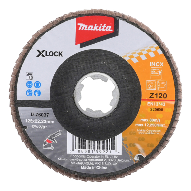 Lapeliniai diskai Makita D-76037, X-Lock, 125 mm, Z120 Lapeliniai diskai Makita D-76037, X-Lock, 125 mm, Z120