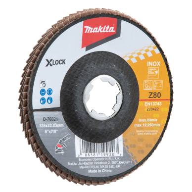Lapeliniai diskai Makita D-76021, X-Lock, 125 mm, Z80 3 Lapeliniai diskai Makita D-76021, X-Lock, 125 mm, Z80 3