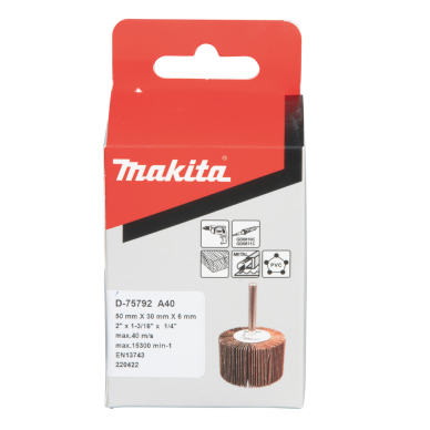 Lapelinis šlifavimo antgalis Makita D-75792, Ø50 x 30 mm, A40 2 Lapelinis šlifavimo antgalis Makita D-75792, Ø50 x 30 mm, A40 2