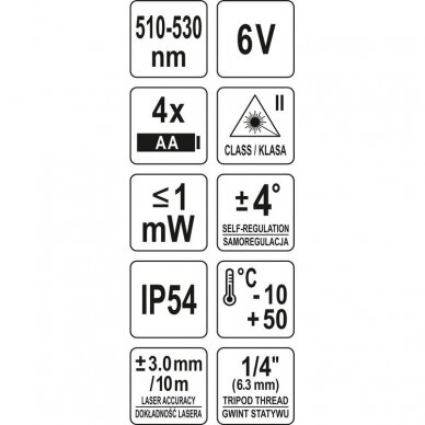 Lazerinis nivelyras Yato, 5 linijos, žalias spindulys 5
