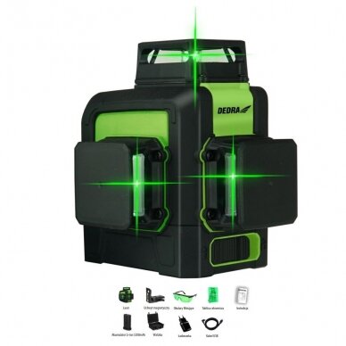 Lazerinis nivelyras 3D, žalias Dedra MC0904 Lazerinis nivelyras 3D, žalias Dedra MC0904