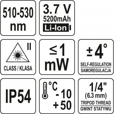 Lazerinis nivelyras Yato YT-30436, 3D žalias 5 Lazerinis nivelyras Yato YT-30436, 3D žalias 5