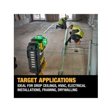 Lazerinis nivelyras (žalias) + lazerio gaudyklė 18V 3x360 spinduliai (be akumuliatoriaus 2Ah ir pakrovėjo) DCLE34035B-XJ DeWALT 7