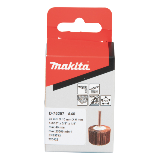 Lapelinis šlifavimo antgalis Makita D-75297, Ø30 x 10 mm, A40 2 Lapelinis šlifavimo antgalis Makita D-75297, Ø30 x 10 mm, A40 2