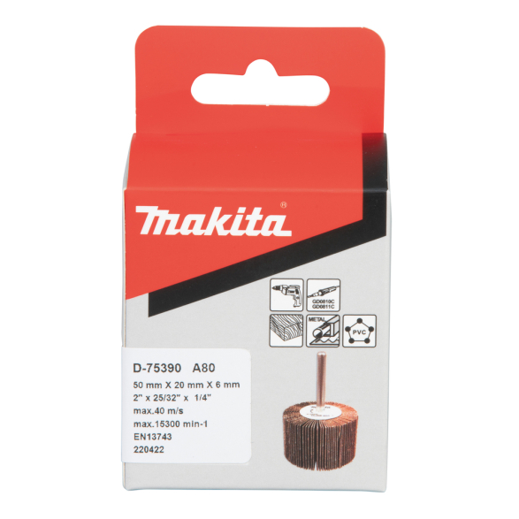 Lapelinis šlifavimo antgalis Makita D-75390, Ø50 x 20 mm, A80 2 Lapelinis šlifavimo antgalis Makita D-75390, Ø50 x 20 mm, A80 2