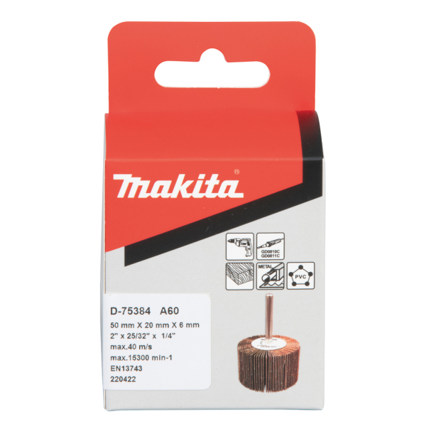 Lapelinis šlifavimo antgalis Makita D-75384, Ø50 x 20 mm, A60 2 Lapelinis šlifavimo antgalis Makita D-75384, Ø50 x 20 mm, A60 2